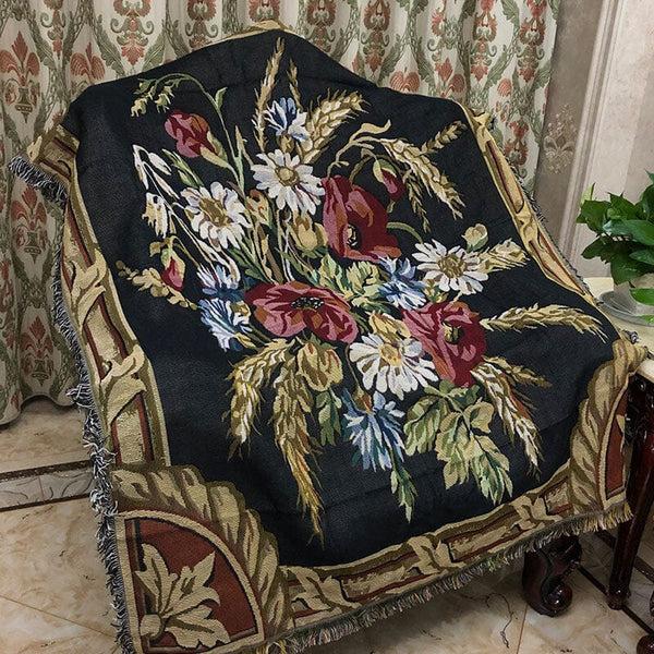 tache home fashion Tache Floral Wheat Bouquet Harvest Tapestry Throw with Fringe (1358)