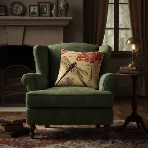 Tache Home Fashion Tache Fly High Dragonfly European Postcard Tapestry Woven Throw Pillow Cover (15044)