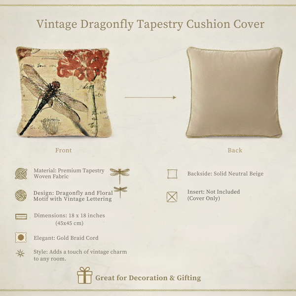 Tache Home Fashion Tache Fly High Dragonfly European Postcard Tapestry Woven Throw Pillow Cover (15044)