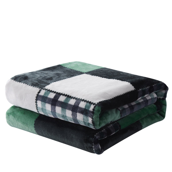 Tache Home Fashion Tache Forest Green Plaid Flannel Throw Blanket (4023)