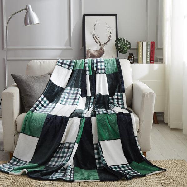 tache home fashion Tache Forest Green Plaid Flannel Throw Blanket (4023)