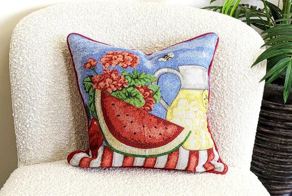 Tache Home Fashion Tache Fruity Drinks Watermelon Lemonade Woven Tapestry Accent Throw Pillow Cover (13082CC)