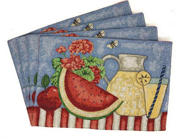 tache home fashion Tache Fruity Drinks Watermelon Lemonade Woven Tapestry Placemat Set (13082PM)