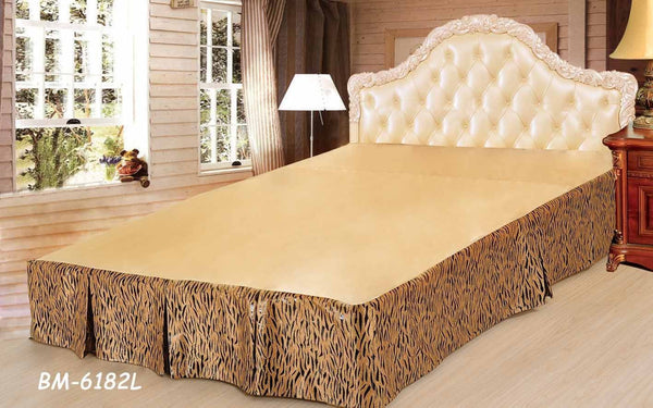 Tache Home Fashion Tache Golden Brown Black Stripe Tiger Animal Print Jungle Dreams Pleated Tailored Platform 14" Bed Skirt Dust Ruffle (BSK-6182L)