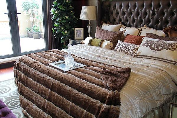 Tache Home Fashion Tache Golden Brown Faux Fur Sherpa Throw Blanket (DY01)