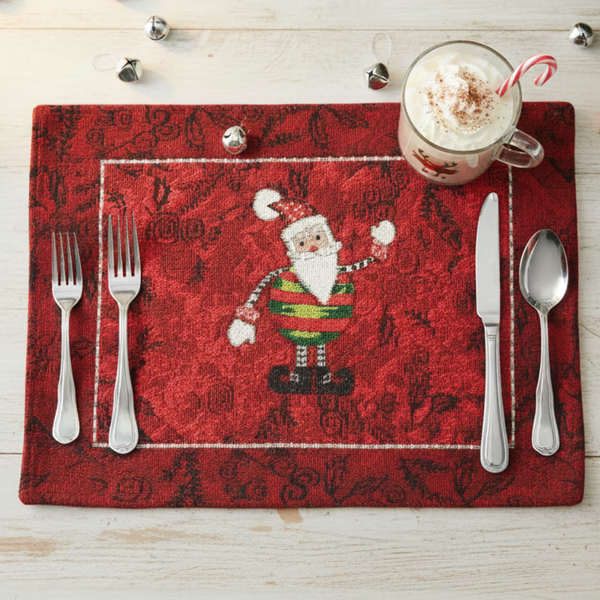 tache home fashion Tache Here Comes Santa Claus Vintage Holiday Woven Tapestry Red Christmas Placemat Set of 4 (8577PM) tache home fashion Tache Here Comes Santa Claus Vintage Holiday Woven Tapestry Red Christmas Placemat Set of 4 (8577PM)