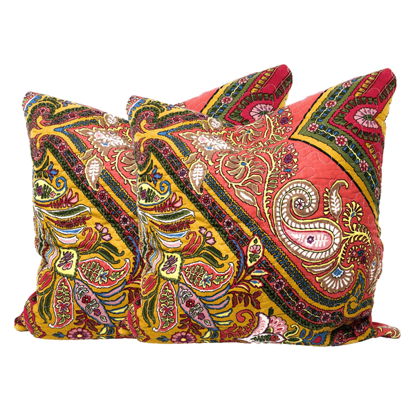 tache home fashion Tache Intricate Floral Paisley Chevron Hanging Gardens Cushion Cover 2-Pieces (HS3148)