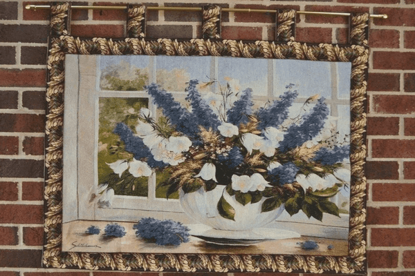 Tache Home Fashion Tache Larkspur Tapestry Sunlight Radiance Blue Floral Wall Hanging Art 33 X 24 (13018)