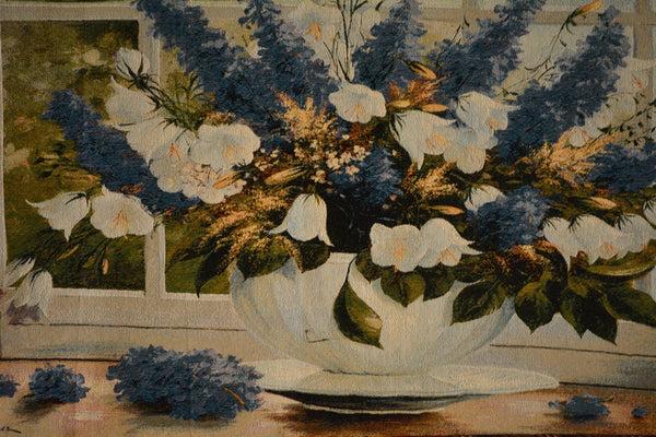 Tache Home Fashion Tache Larkspur Tapestry Sunlight Radiance Blue Floral Wall Hanging Art 33 X 24 (13018)