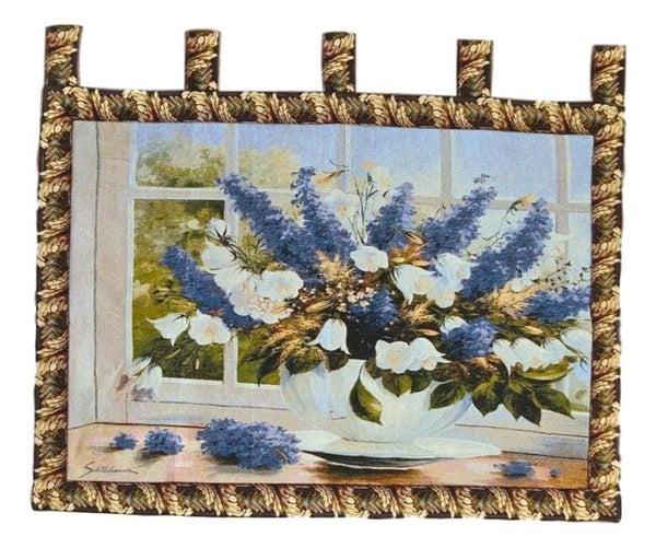 tache home fashion Tache Larkspur Tapestry Sunlight Radiance Blue Floral Wall Hanging Art 33 x 24 (13018)