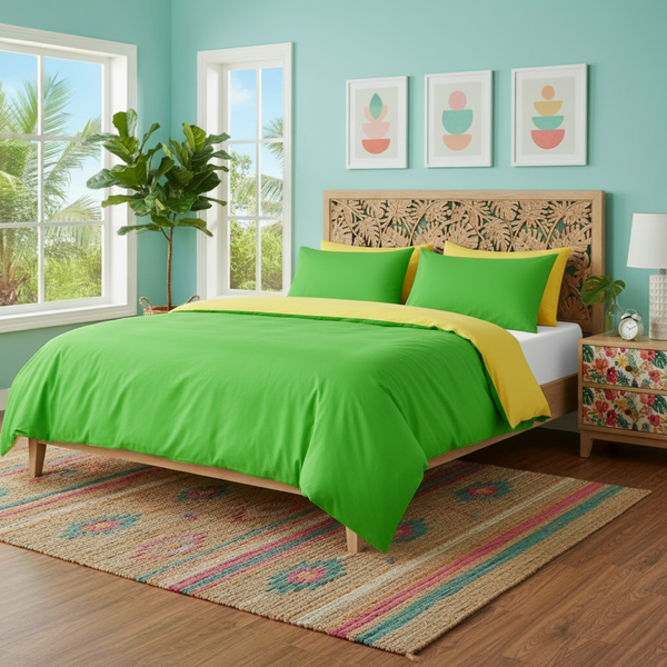tache home fashion Tache Lemon Lime Bright Yellow & Green Reversible Duvet Cover Set (DC36PC-YG)