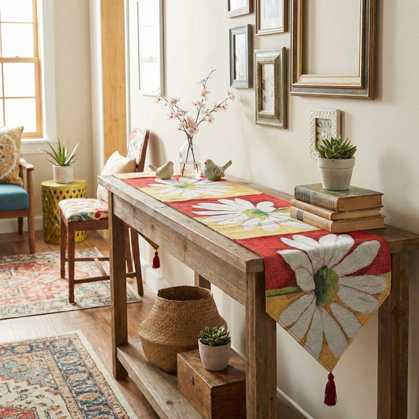 Tache Home Fashion Tache Loves Me Not Daisy Tapestry Table Runner (9046)