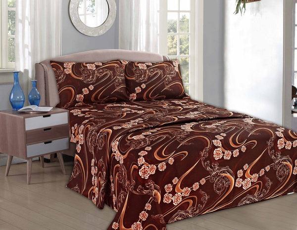 Tache Home Fashion Tache Melted Gold Brown Floral Bed Sheet Set (2815FITFLT)