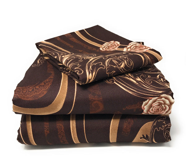 tache home fashion Tache Melted Gold Brown Floral Bed Sheet Set (2815FITFLT)