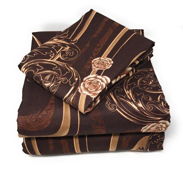 Tache Home Fashion Tache Melted Gold Brown Floral Duvet Cover Twin (2815)