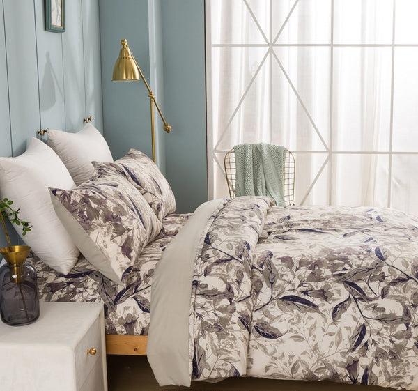 Tache Home Fashion Tache Microfiber Abstract Wispy Leaf Taupe Grey Duvet Cover (JHW-843)