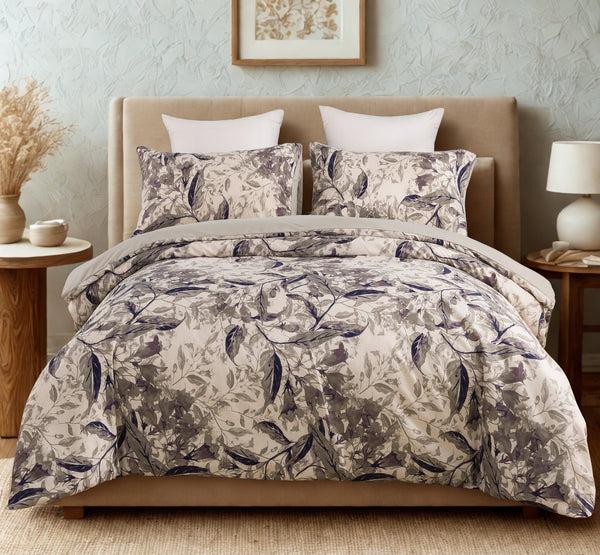 tache home fashion Tache Microfiber Abstract Wispy Leaf Taupe Grey Duvet Cover (JHW-843)