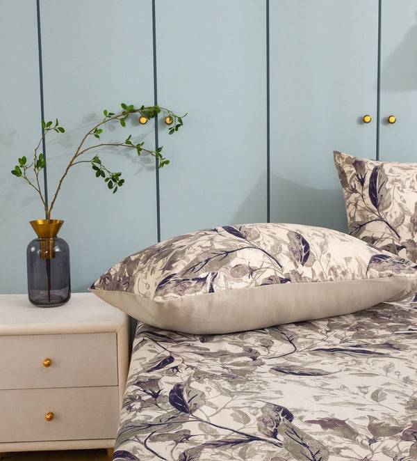 Tache Home Fashion Tache Microfiber Abstract Wispy Leaf Taupe Grey Pillowcase (JHW-843)