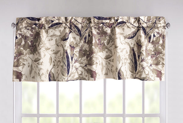 tache home fashion Tache Microfiber Abstract Wispy Leaf Taupe Grey Window Treatment Valance (JHW-843)