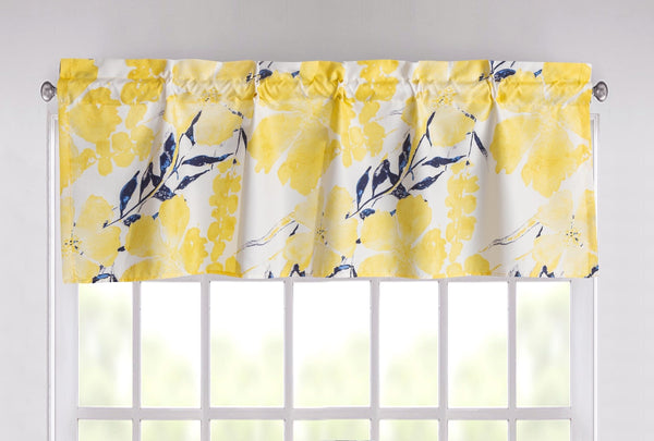 tache home fashion Tache Microfiber Watercolor Tropical Floral Yellow Blue Window Treatment Valance (JHW-841)