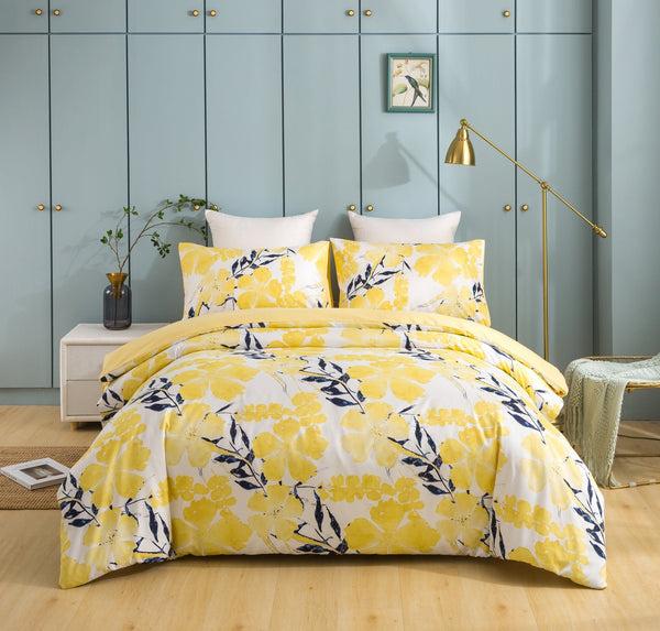 tache home fashion Tache Microfiber Watercolor Tropical Floral Yellow Blue Duvet Cover (JHW-841)
