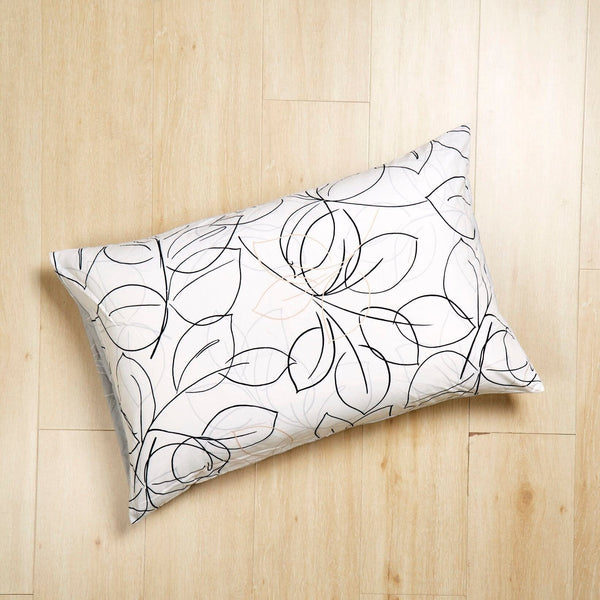 Tache Home Fashion Tache Modern Abstract Leaf Line Art Foliage White Grey Black Gold Pillowcases (TJ3571)