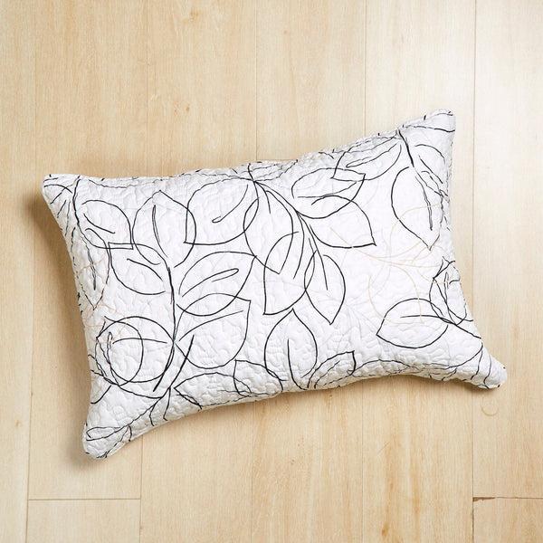 Tache Home Fashion Tache Modern Abstract Leaf Line Art Foliage White Grey Black Gold Pillow Shams (TJ3571)