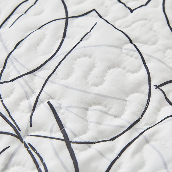 Tache Home Fashion Tache Modern Abstract Leaf Line Art Foliage White Grey Black Gold Pillow Shams (TJ3571)