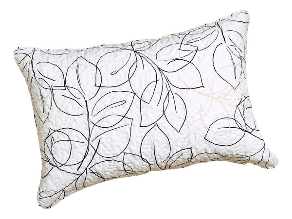 tache home fashion Tache Modern Abstract Leaf Line Art Foliage White Grey Black Gold Pillow Shams (TJ3571)