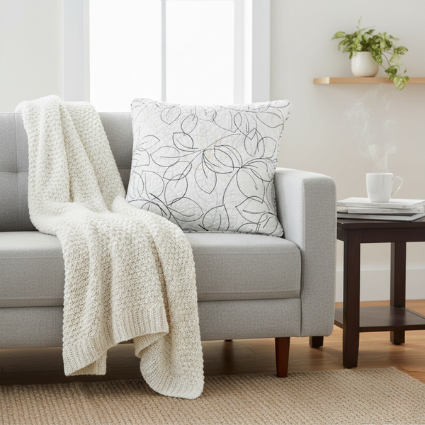 Tache Home Fashion Tache Modern Abstract Leaf Line Art Foliage White Grey Black Gold Cushion Covers Euro Sham (TJ3571)