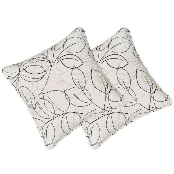 Tache Home Fashion Tache Modern Abstract Leaf Line Art Foliage White Grey Black Gold Cushion Covers Euro Sham (TJ3571)