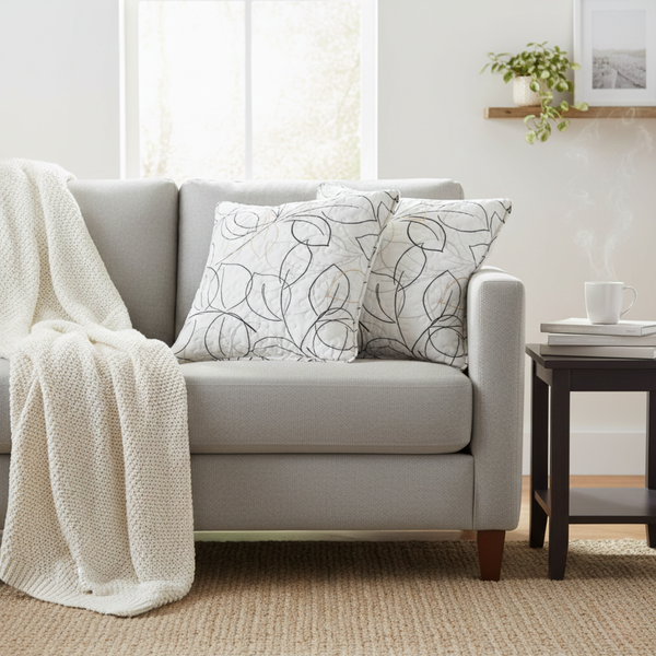 Tache Home Fashion Tache Modern Abstract Leaf Line Art Foliage White Grey Black Gold Cushion Covers Euro Sham (TJ3571)