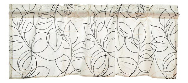 Tache Home Fashion Tache Modern Abstract Leaf Line Art Foliage White Grey Black Gold Window Valance (TJ3571)