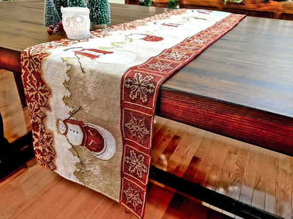 Tache Home Fashion Tache Mr. & Mrs. Snowman Couple Woven Tapestry Table Runners (10323TR)