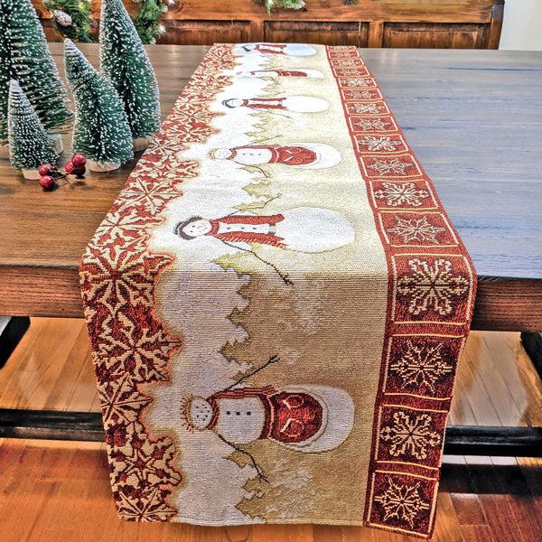 tache home fashion Tache Mr. & Mrs. Snowman Couple Woven Tapestry Table Runners (10323TR)