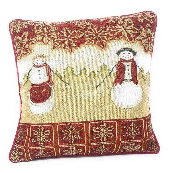 tache home fashion Tache Mr. & Mrs. Snowman Couple Woven Tapestry Throw Pillow Cover (10323CC)