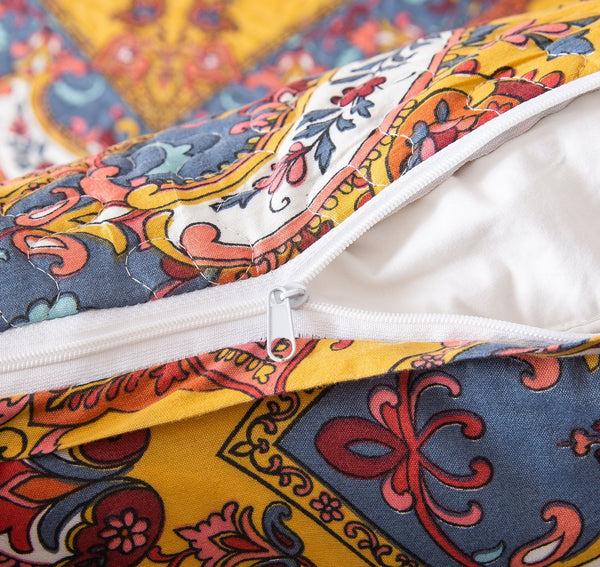 Tache Home Fashion Tache Mustard Yellow Blue Red Paisley Chevron Hanging Gardens Pillow Sham 2-Pieces (HS3148Y)