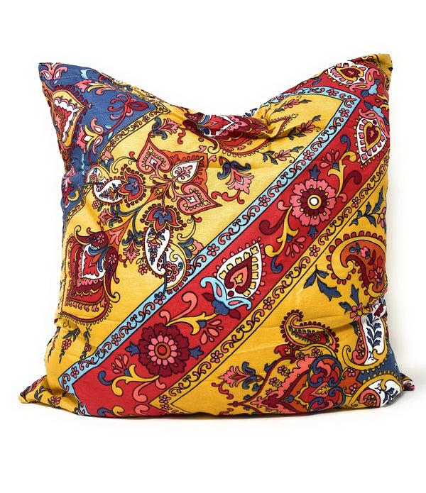 Tache Home Fashion Tache Mustard Yellow Blue Red Paisley Chevron Hanging Gardens Cushion Cover 2-Pieces (HS3148Y)