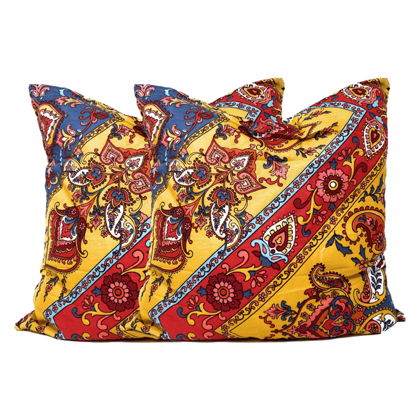 tache home fashion Tache Mustard Yellow Blue Red Paisley Chevron Hanging Gardens Cushion Cover 2-Pieces (HS3148Y)