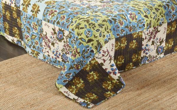 Tache Home Fashion Tache Mystical Forest Green Blue Leaves Cotton Quilt Set (KST1504)