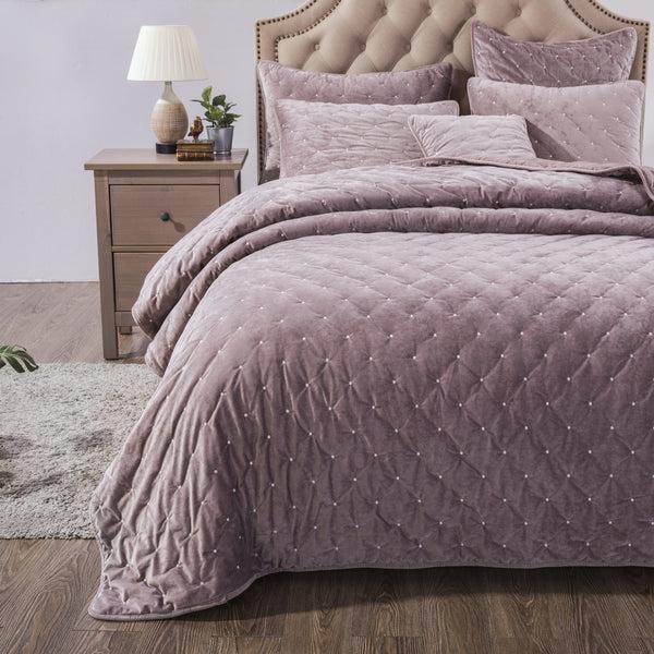 Tache Home Fashion Tache Plush Dreams Purple Mauve Tufted Velvet Quilt Set (JHW-853P)