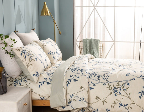 Tache Home Fashion Tache Poplin Cotton Elegant Leaf Vine Cream Beige Duvet Cover (JHW-842)