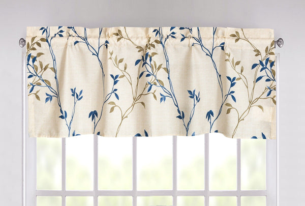 tache home fashion Tache Poplin Cotton Elegant Leaf Vine Cream Beige Window Treatment Valance (JHW-842)