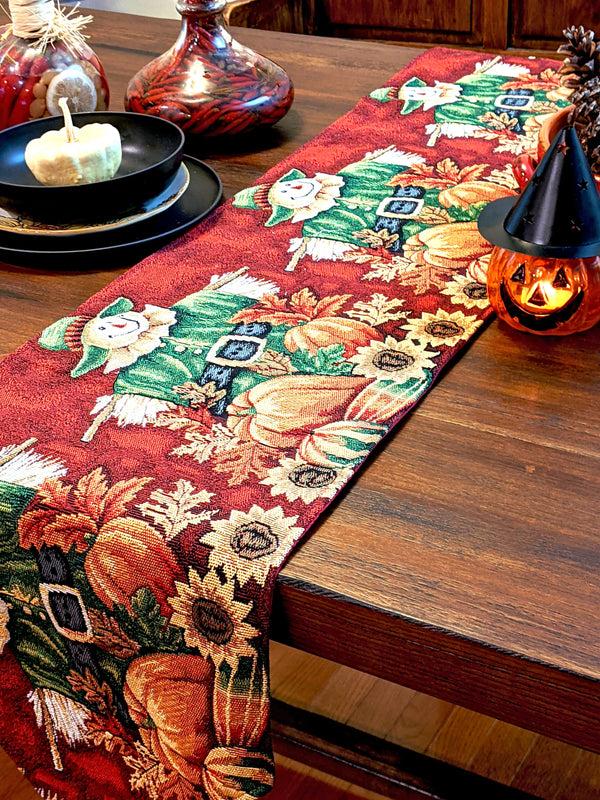 Tache Home Fashion Tache Pumpkin Patch Scarecrow Autumn Harvest Woven Tapestry Table Runners (12921TR)
