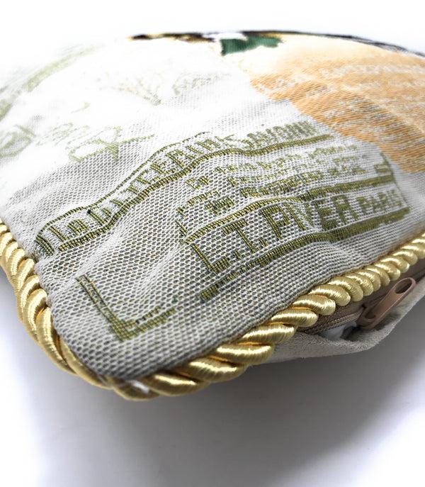 Tache Home Fashion Tache Puppy Day Out French European Postcard Emerald Green Beige Tapestry Throw Pillow Cover (CC-1354)