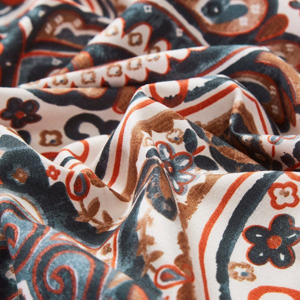 Tache Home Fashion Tache Rustic Paisley Mandala Palace Floral Watercolor Dark Teal Duvet Cover (KF174)