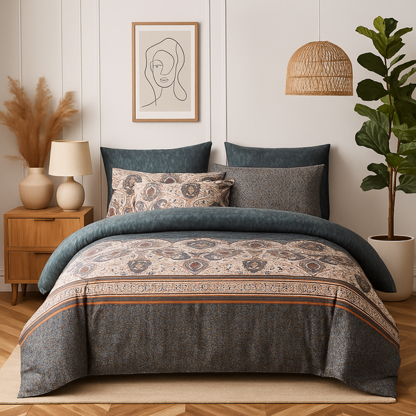 tache home fashion Tache Rustic Paisley Mandala Palace Floral Watercolor Dark Teal Duvet Cover (KF174)