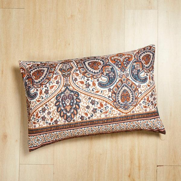 Tache Home Fashion Tache Rustic Paisley Mandala Palace Teal Orange Ivory Pillowcases (KF174)