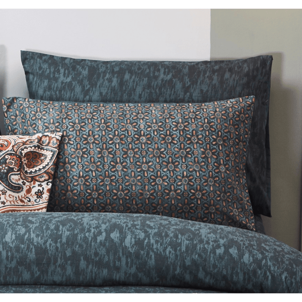 Tache Home Fashion Tache Rustic Palace Lattice Floral Watercolor Dark Teal Pillowcases (KF174)