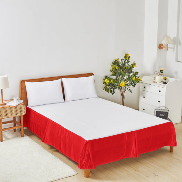 Tache Home Fashion Tache Satin Romantic Bright Red Glam Platform Tailored 14" Bed Skirt Dust Ruffle (HY4174)